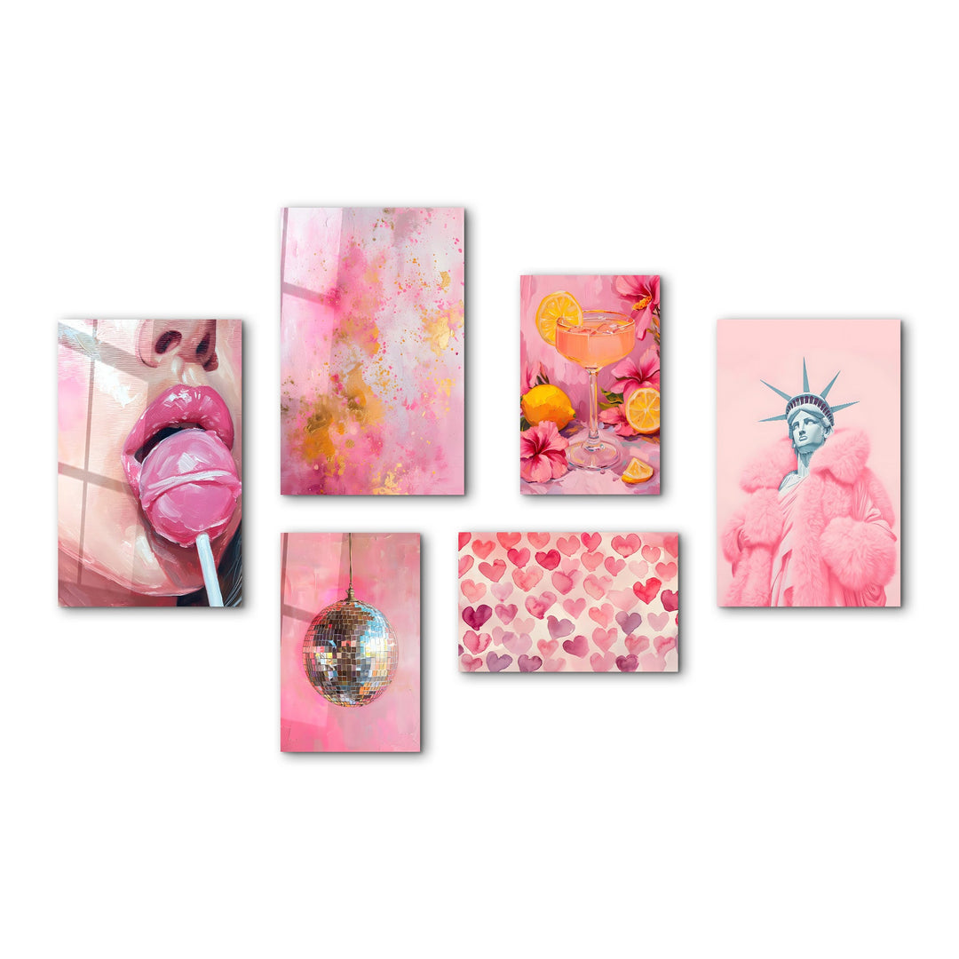 Blush Euphoria & Pop Culture Fusion Gallery Glass Wall Art Set