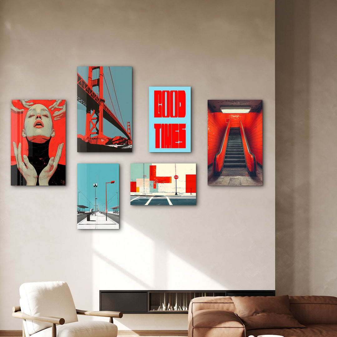 Urban Radiance & Architectural Harmony Gallery Glass Wall Art Set