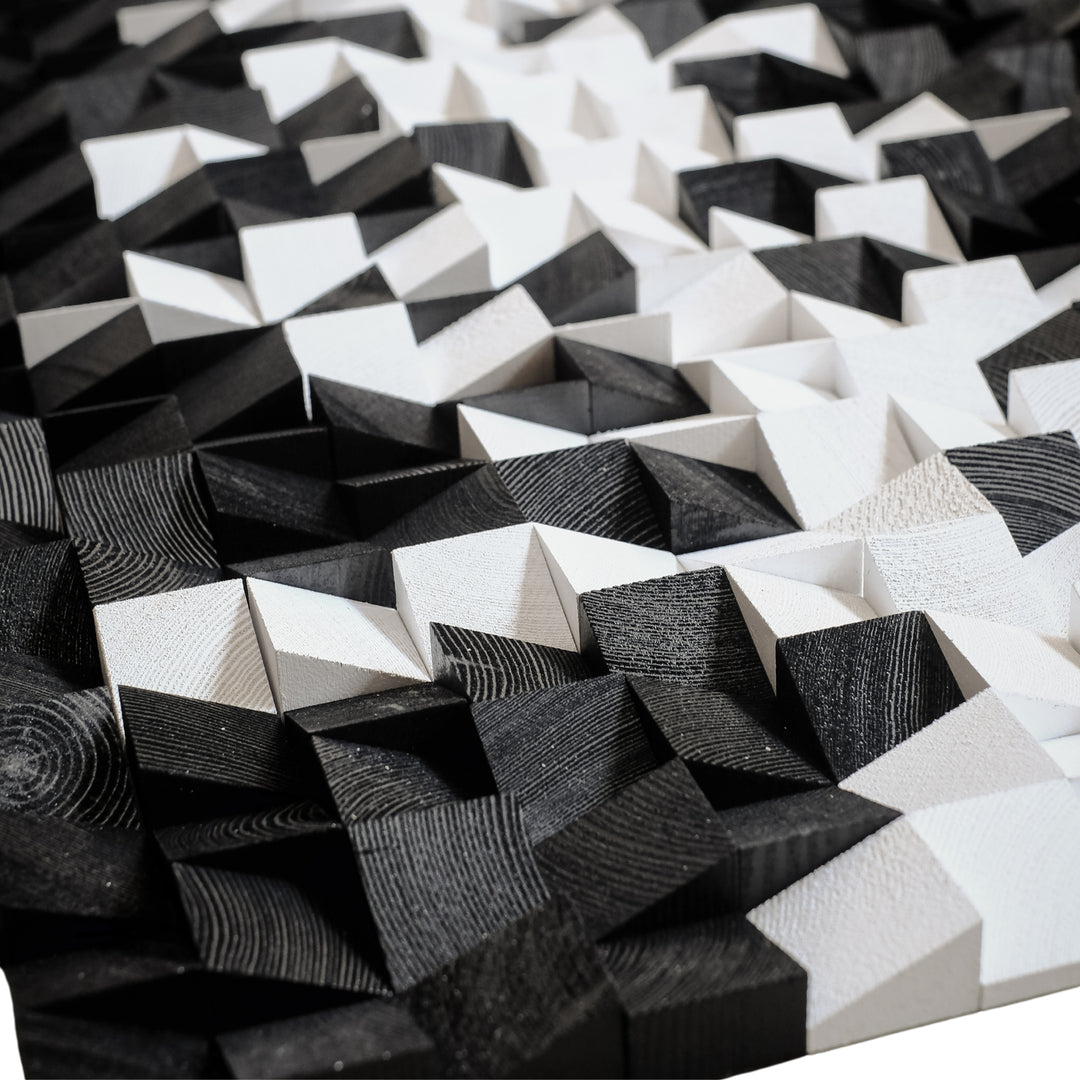 ・"Black and White"・Premium Wood Handmade Wall Sculpture - Limited Edition