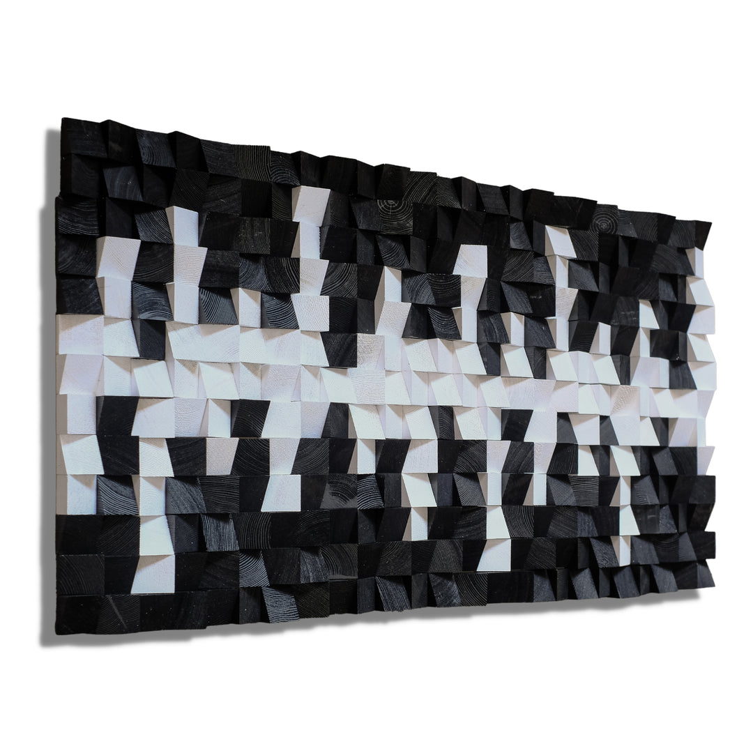 ・"Black and White"・Premium Wood Handmade Wall Sculpture - Limited Edition