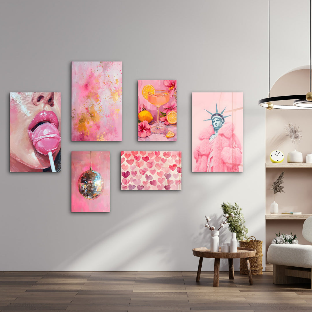 Blush Euphoria & Pop Culture Fusion Gallery Glass Wall Art Set