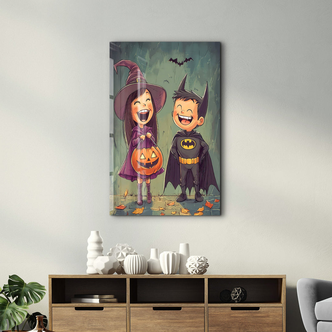 Trick-or-Treat Joy | Halloween Glass Wall Art