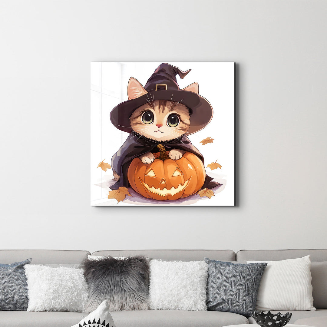 Kitten | Halloween Style Glass Wall Art