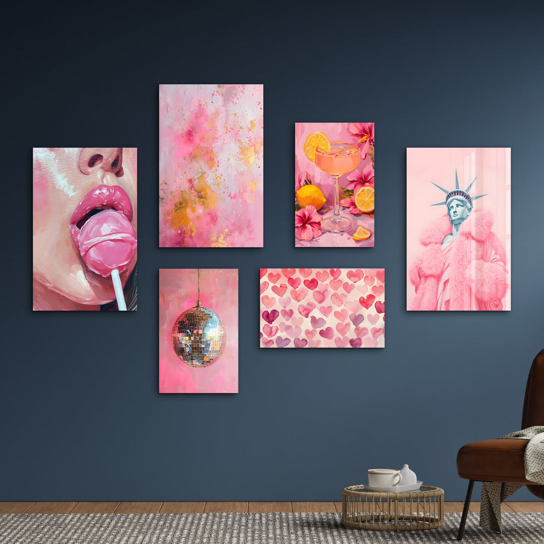 Blush Euphoria & Pop Culture Fusion Gallery Glass Wall Art Set