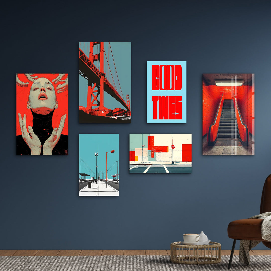 Urban Radiance & Architectural Harmony Gallery Glass Wall Art Set