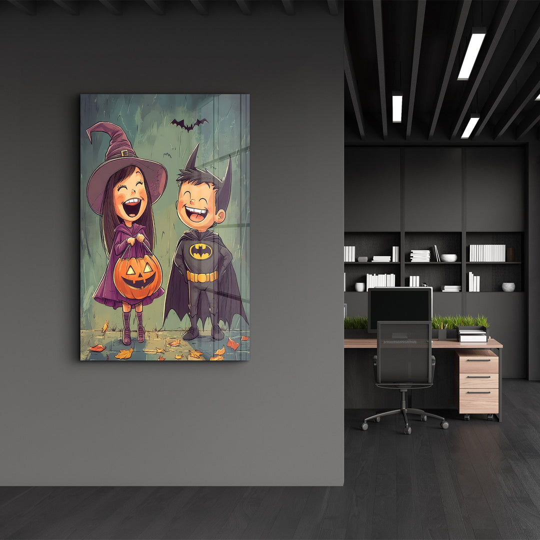 Trick-or-Treat Joy | Halloween Glass Wall Art