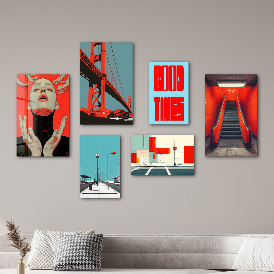 Urban Radiance & Architectural Harmony Gallery Glass Wall Art Set