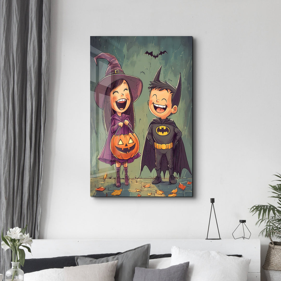 Trick-or-Treat Joy | Halloween Glass Wall Art