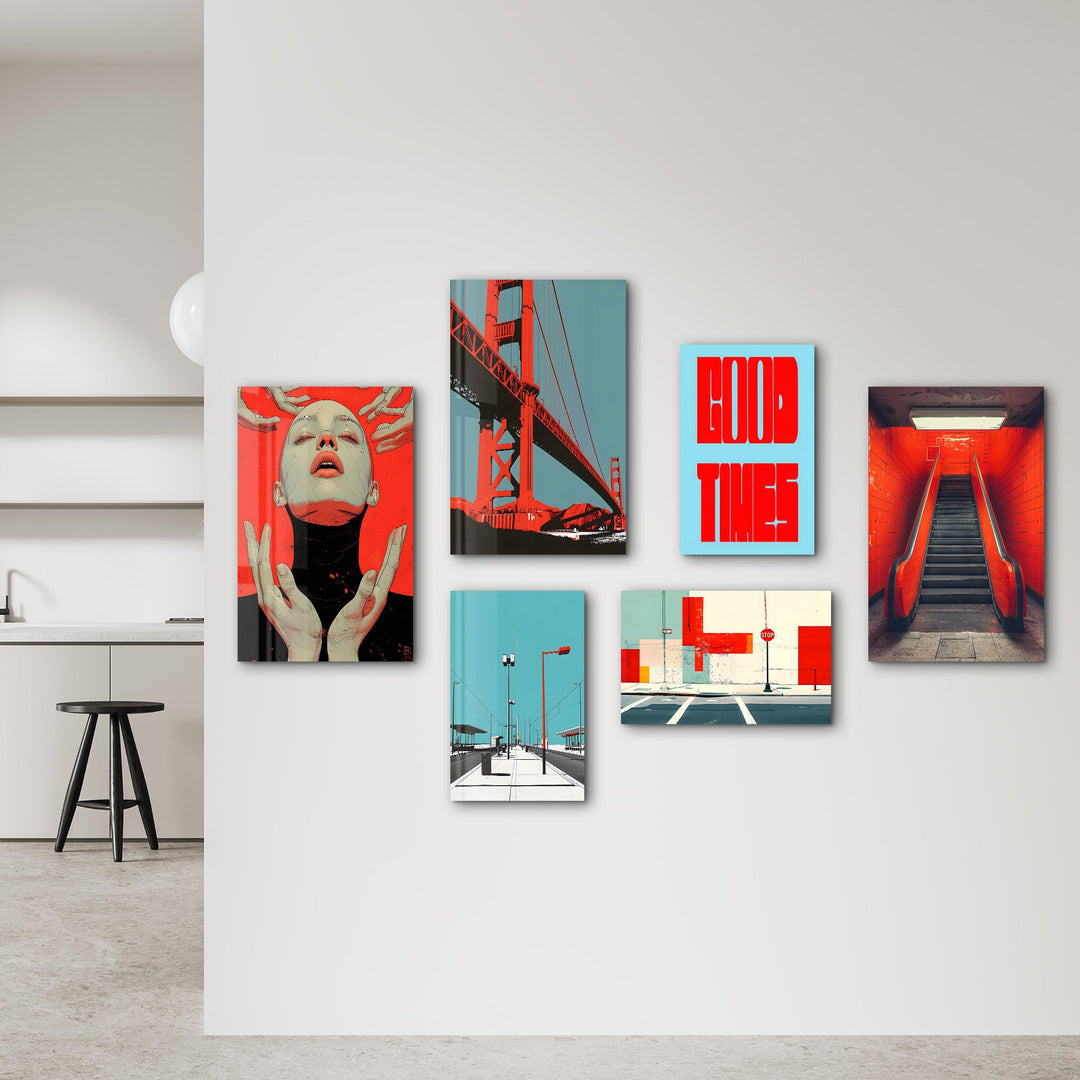 Urban Radiance & Architectural Harmony Gallery Glass Wall Art Set