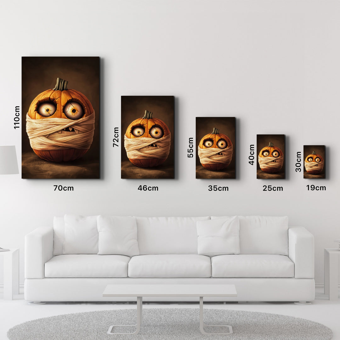 Pumpkin Mummy Mischief | Halloween Glass Wall Art