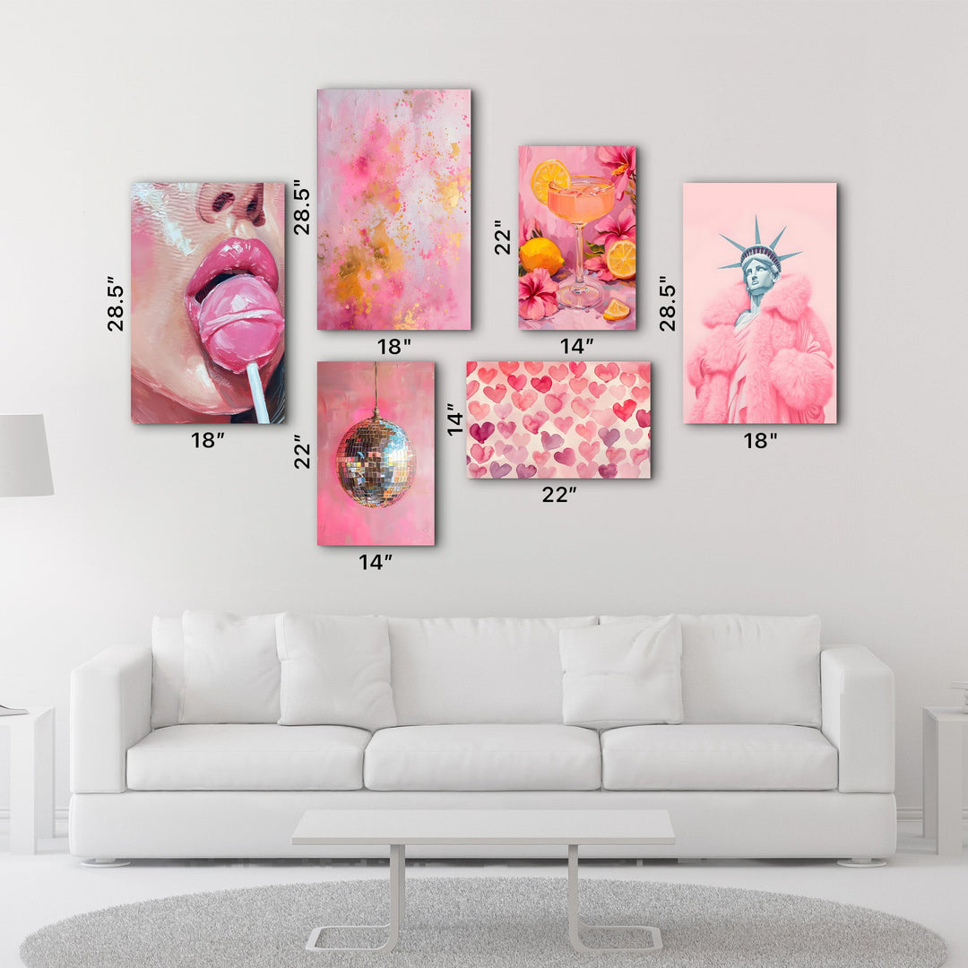 Blush Euphoria & Pop Culture Fusion Gallery Glass Wall Art Set