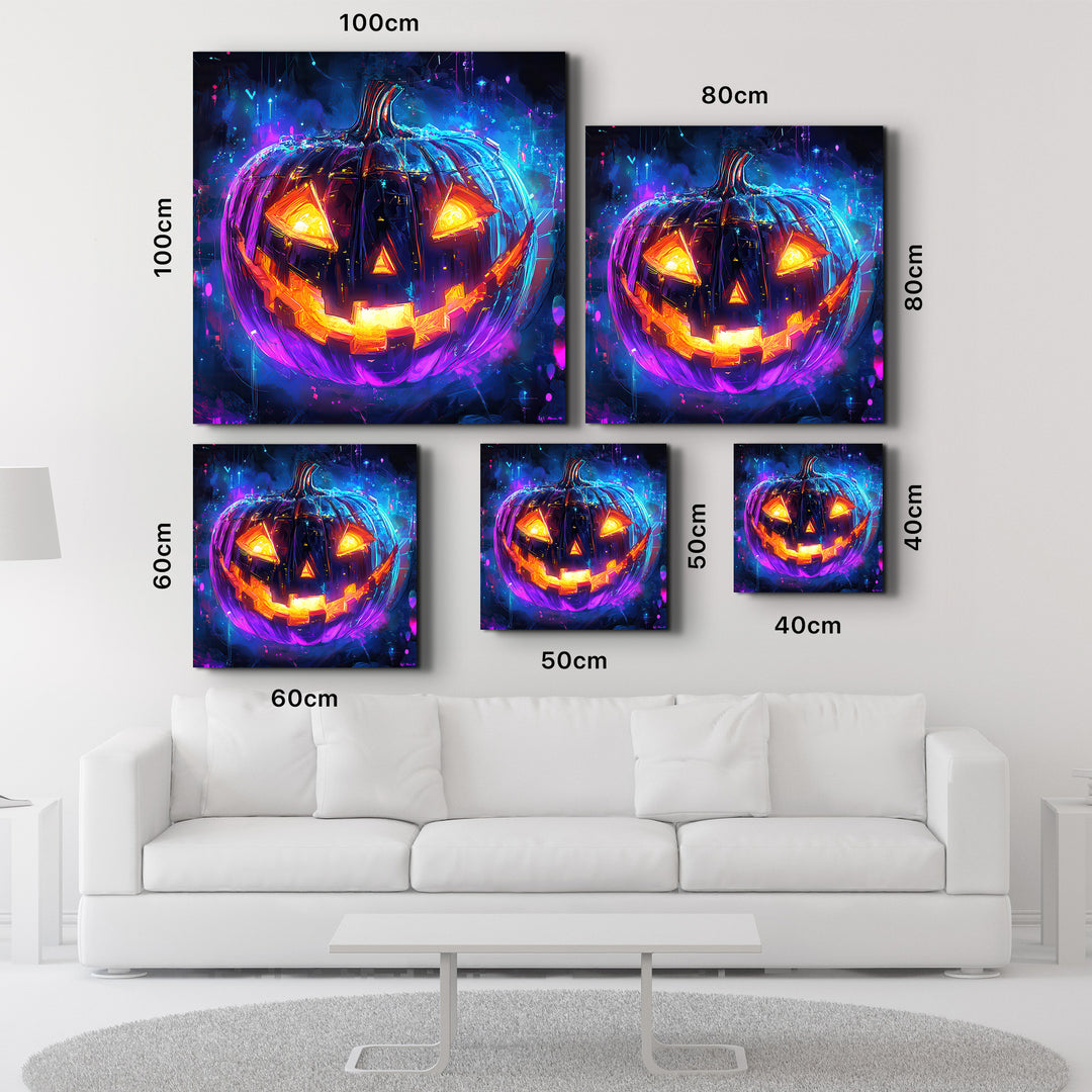 Neon Pumpkin | Halloween Style Glass Wall Art