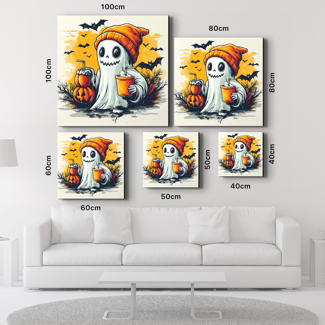 Chillin' Ghost: Halloween Vibes | Halloween Style Glass Wall Art