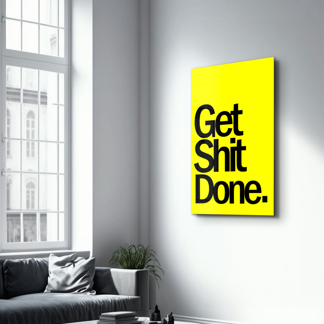 Get X Done Yellow | Designers Collection Glass Wall Art