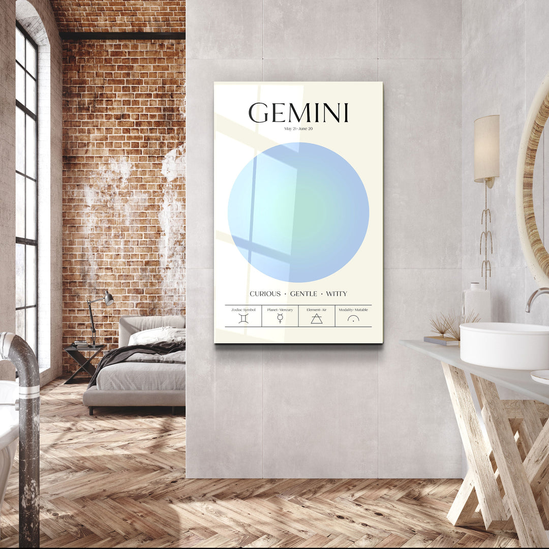 ."Gemini - Aura Collection". Zodiac Glass Wall Art