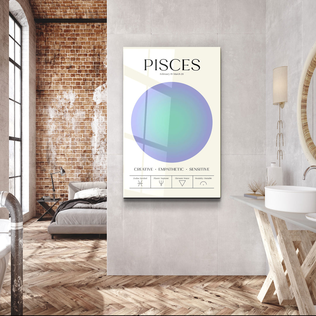 ."Pisces - Aura Collection". Zodiac Glass Wall Art