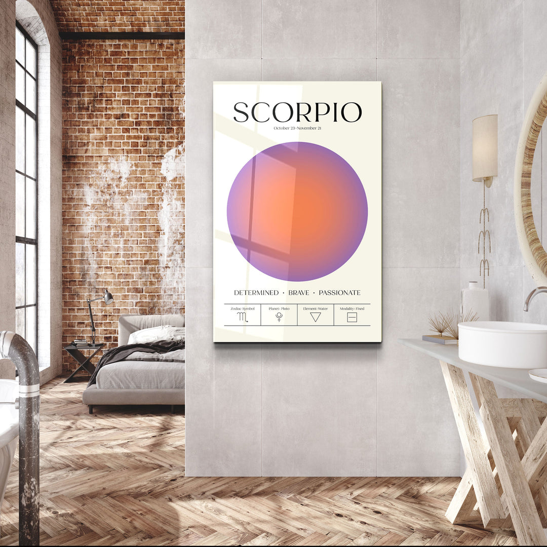 ."Scorpio - Aura Collection". Zodiac Glass Wall Art