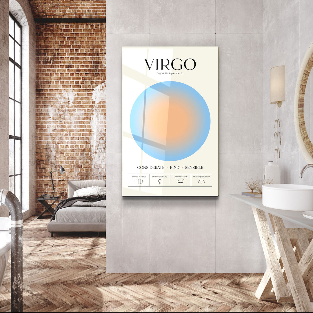 ."Virgo - Aura Collection". Zodiac Glass Wall Art