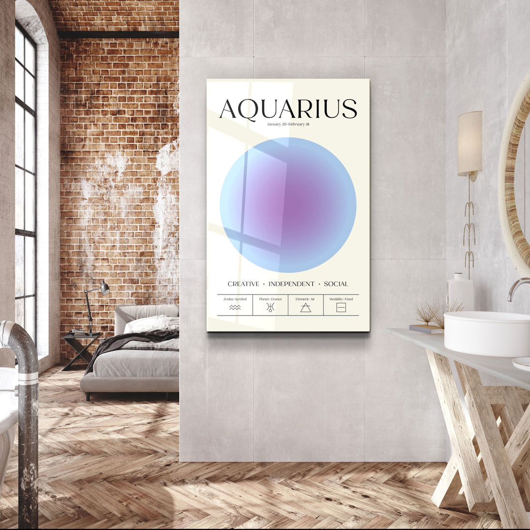 ."Aquarius - Aura Collection". Zodiac Glass Wall Art