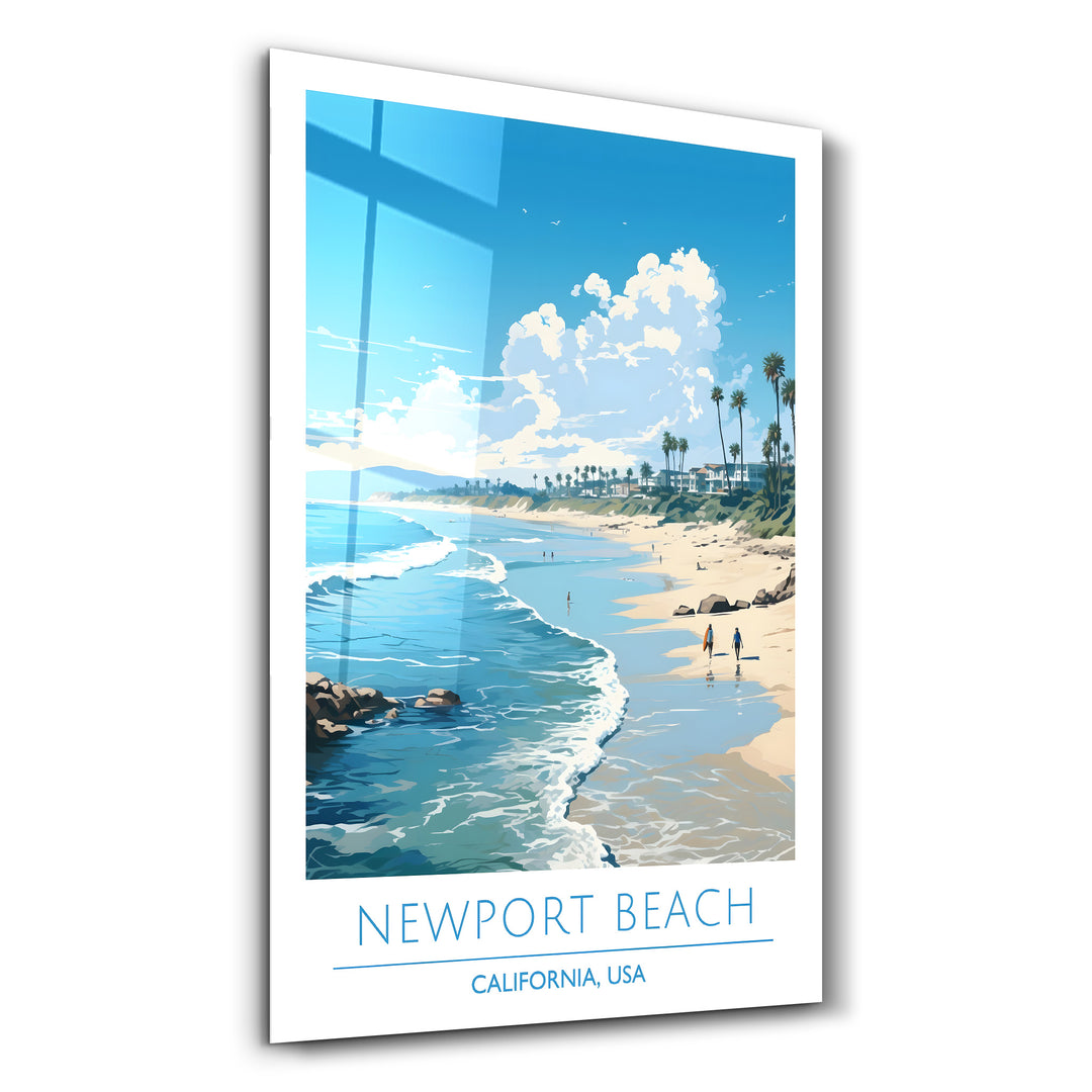 New Port Beach California-Travel Posters | Glass Wall Art