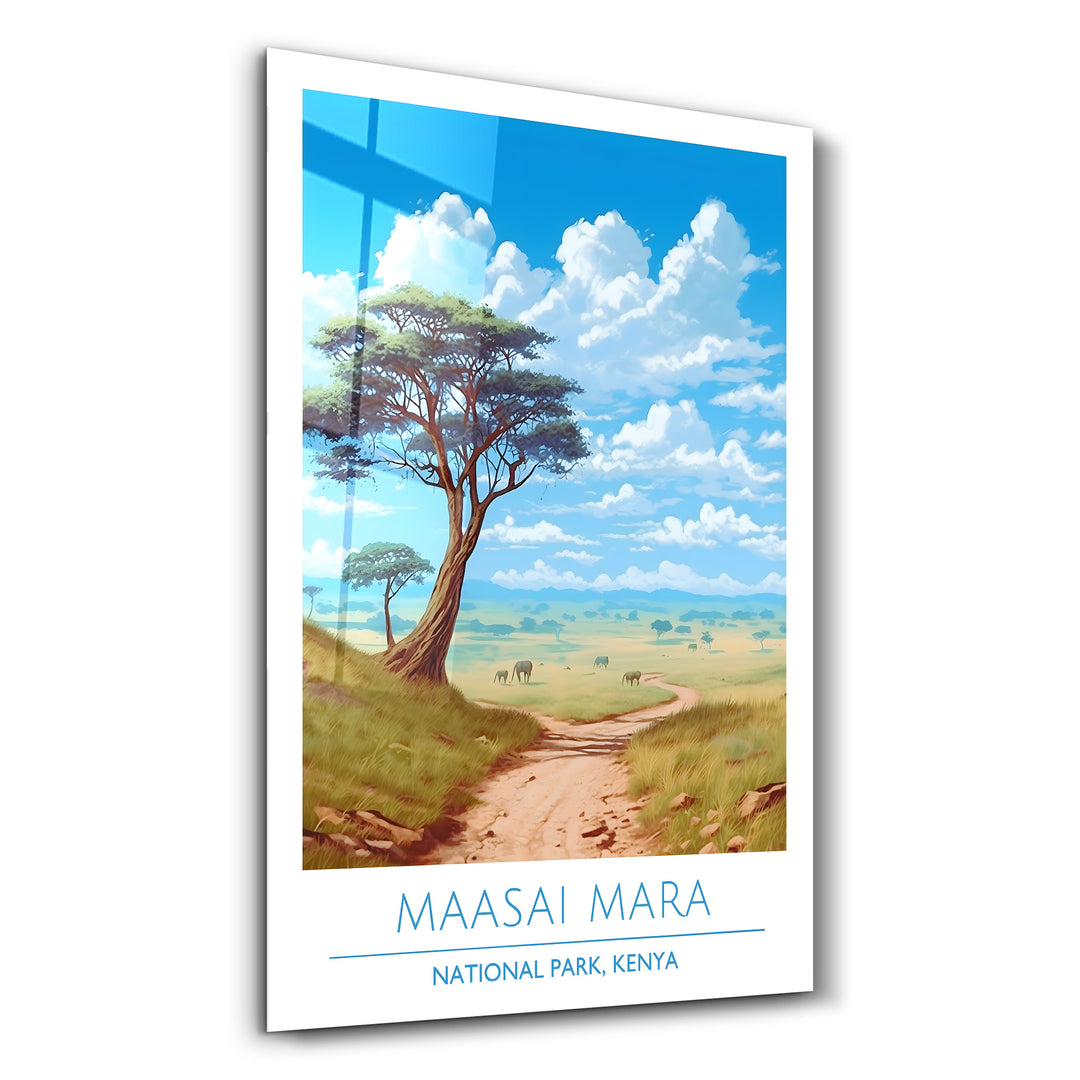 Maasai Mara- National Park Kenya-Travel Posters | Glass Wall Art