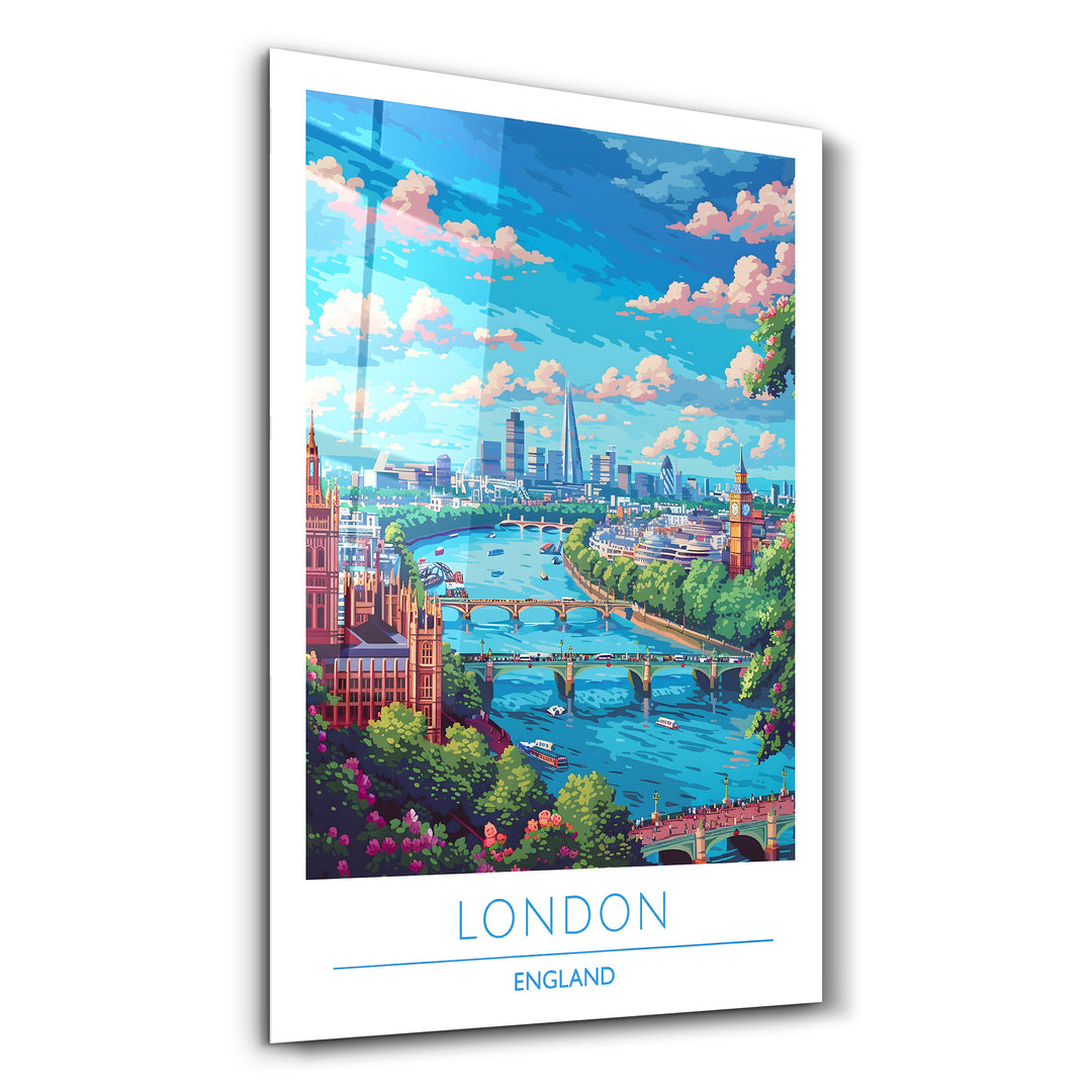 London England-Travel Posters | Glass Wall Art