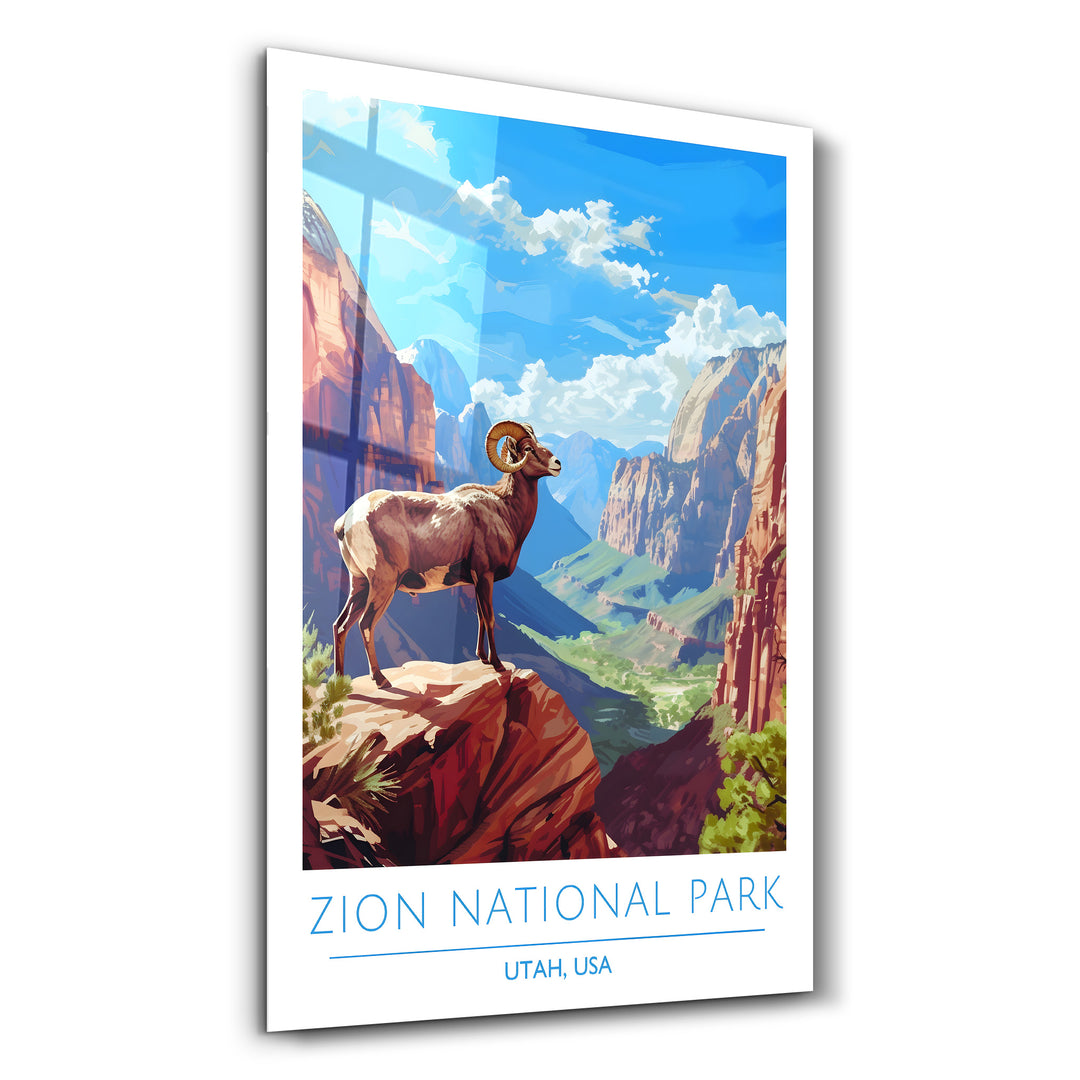 Zion National Park-Utah USA-Travel Posters | Glass Wall Art