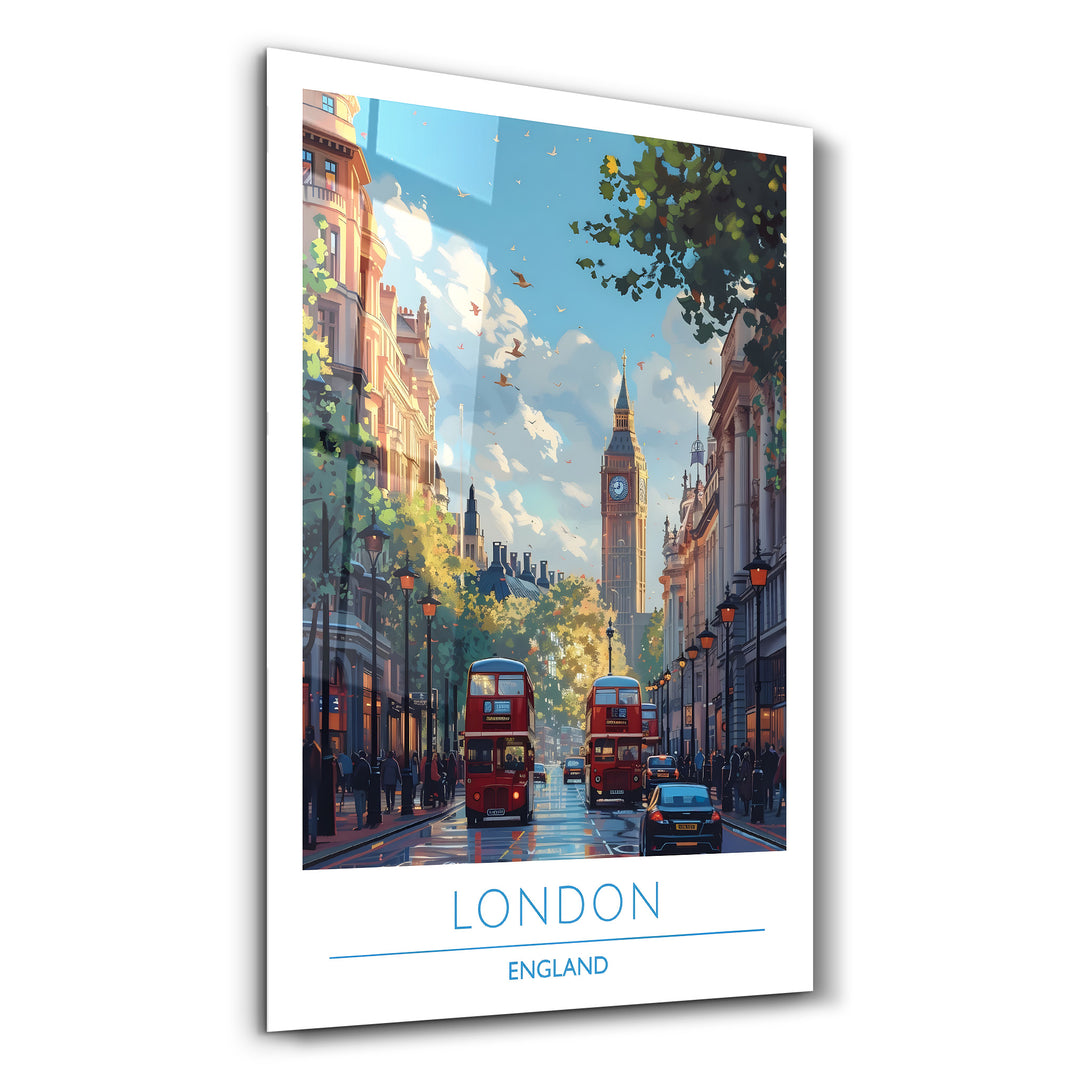 London England-Travel Posters | Glass Wall Art