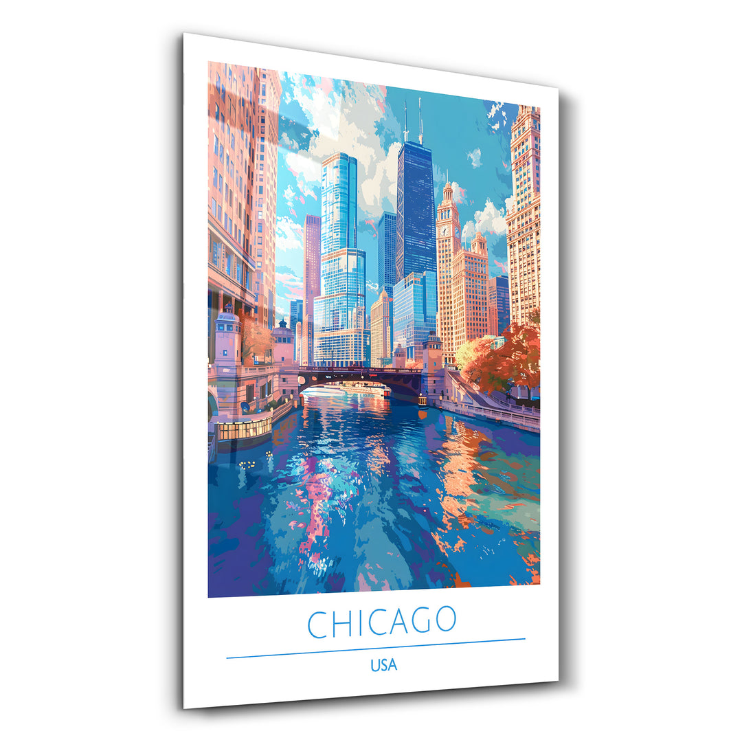 Chicago USA-Travel Posters | Glass Wall Art