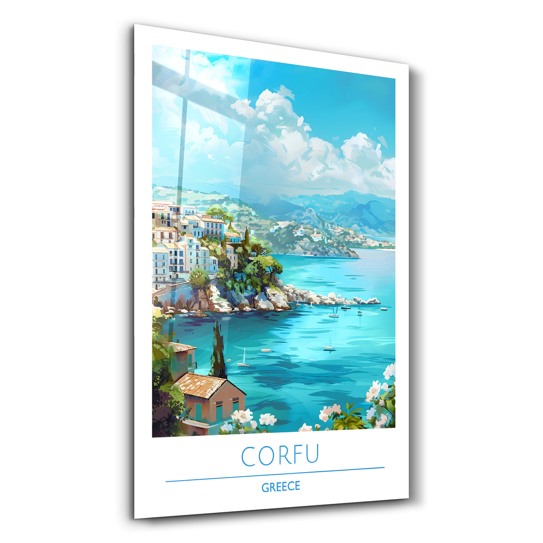 Corfu Greece-Travel Posters | Glass Wall Art