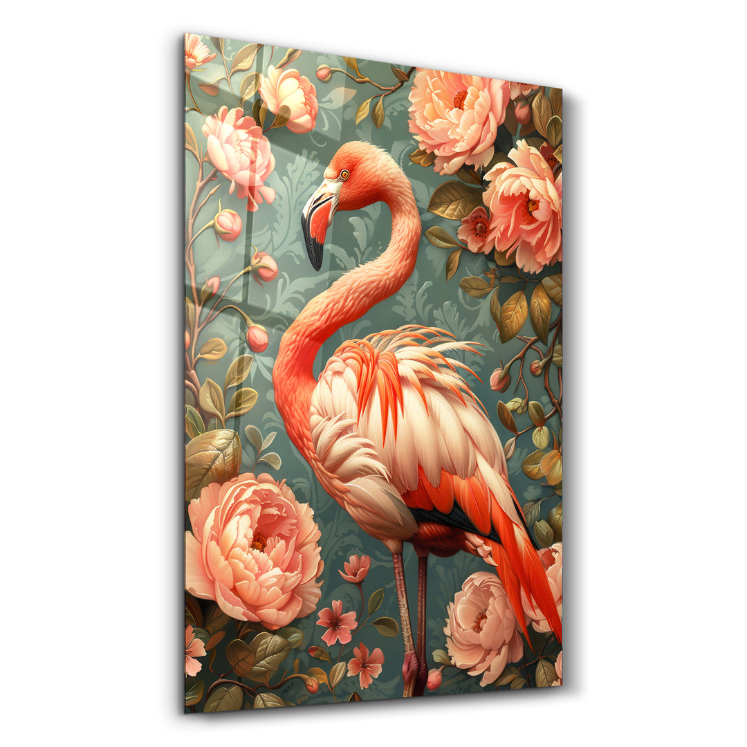 Beautiful Flamingo Pastel Tones - Glass Wall Art