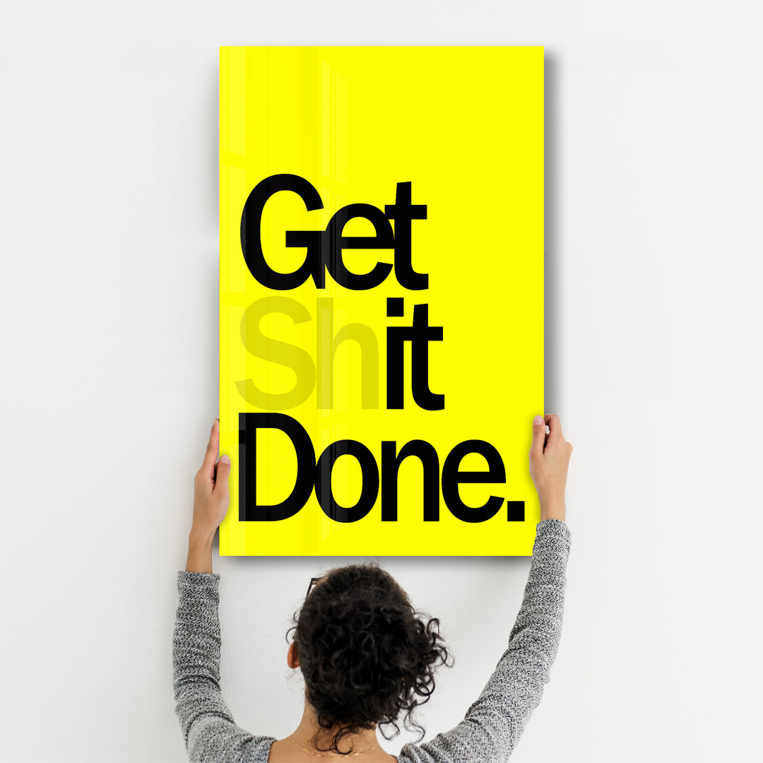 Get X Done Yellow | Designers Collection Glass Wall Art