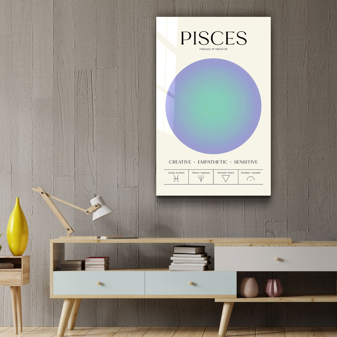 ."Pisces - Aura Collection". Zodiac Glass Wall Art