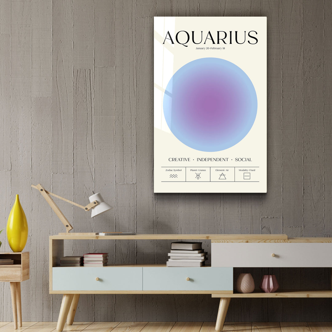 ."Aquarius - Aura Collection". Zodiac Glass Wall Art