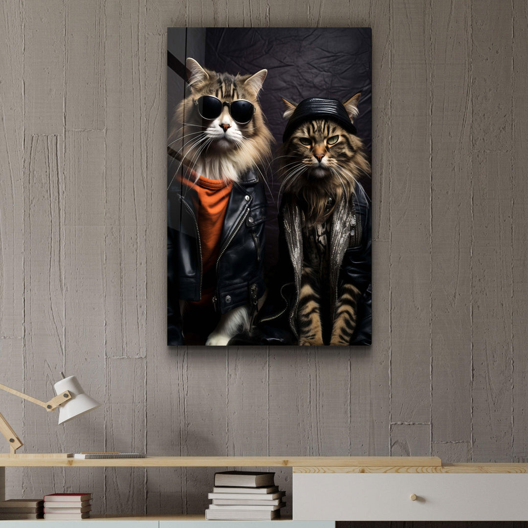 Cool Cat Brothers・Designers Collection Glass Wall Art - ArtDesigna Glass Printing Wall Art