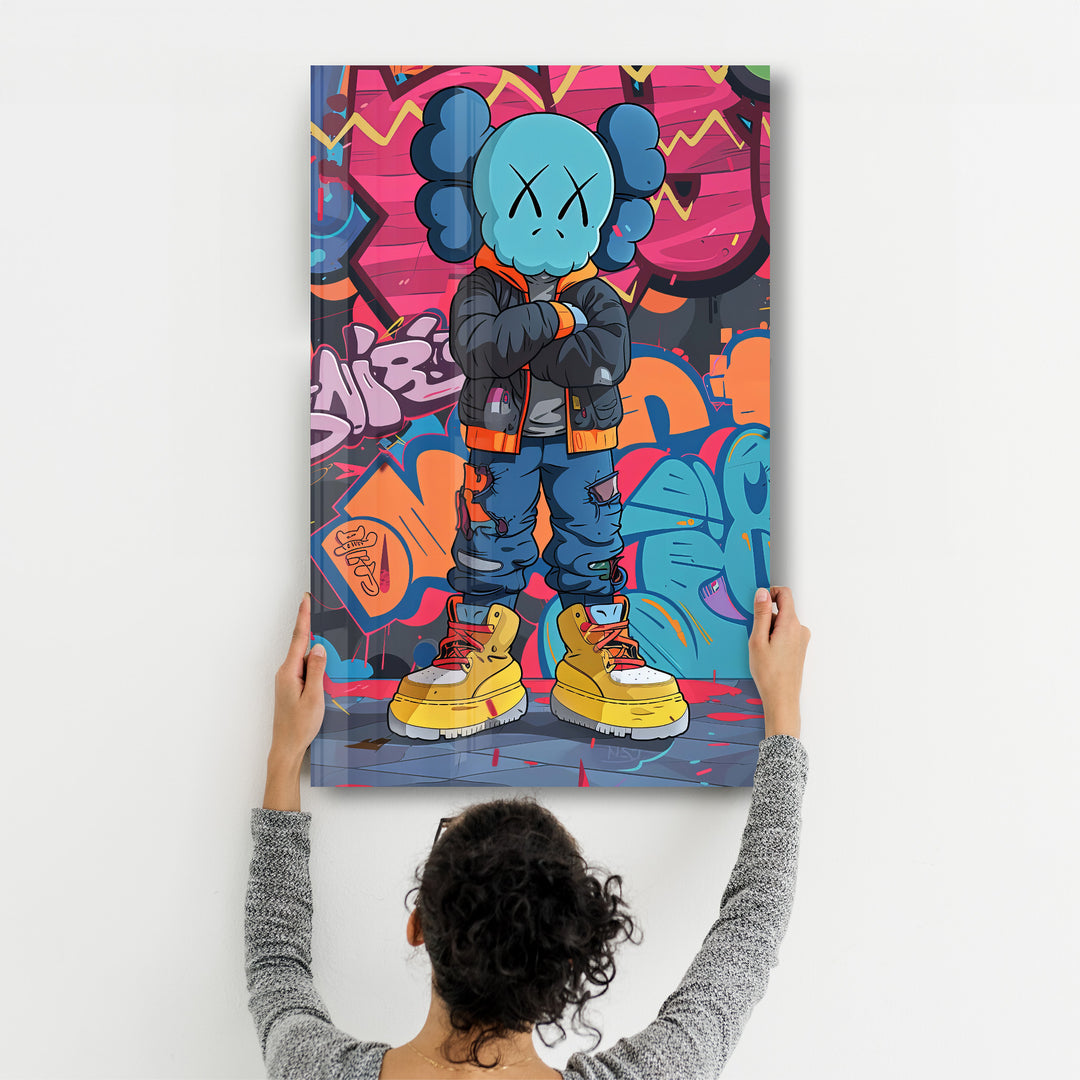 Kaws Colorful Fan Art Collection | Glass Wall Art – Artdesigna Glass ...