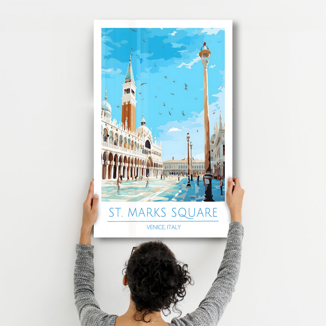 St. Marks Sqaure-Venice Italy-Travel Posters | Glass Wall Art