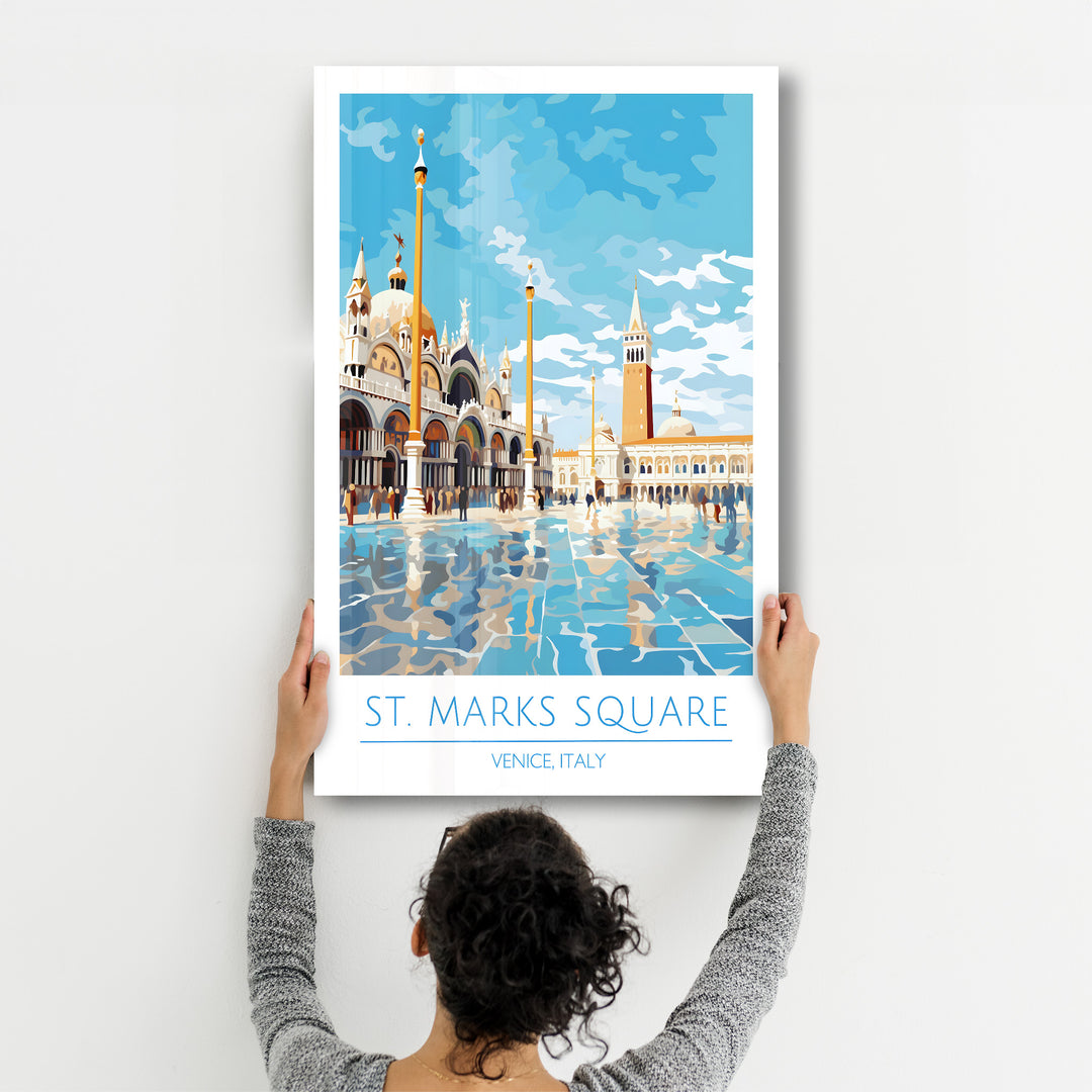 St. Marks Sqaure-Venice Italy-Travel Posters | Glass Wall Art