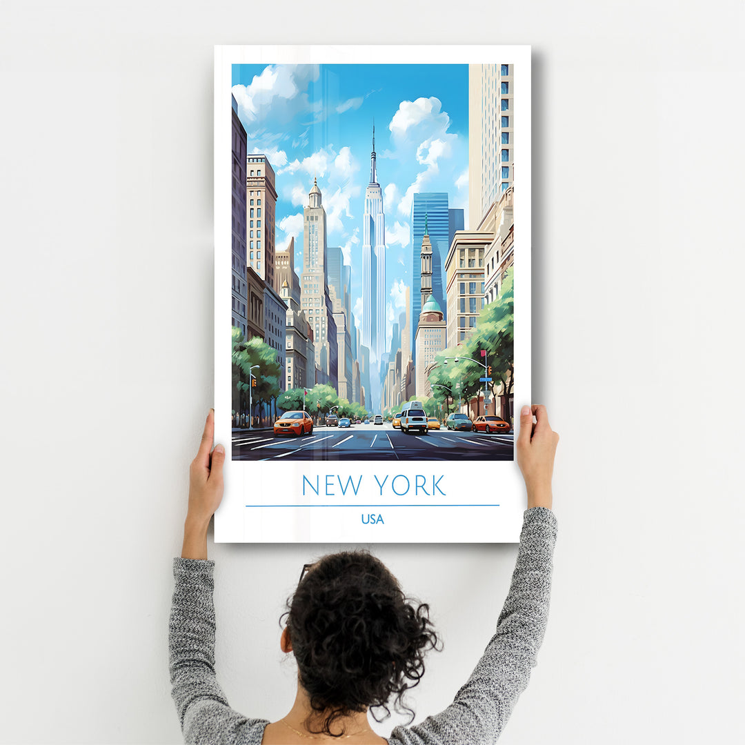 New York USA-Travel Posters | Glass Wall Art