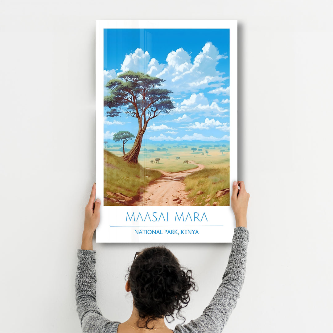 Maasai Mara- National Park Kenya-Travel Posters | Glass Wall Art