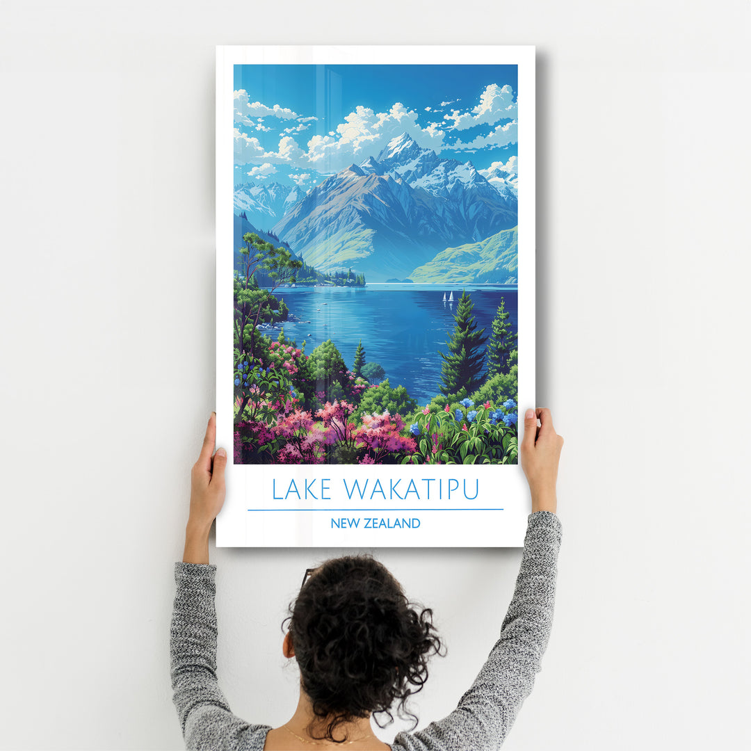 Lake Wakatipu New Zealand-Travel Posters | Glass Wall Art