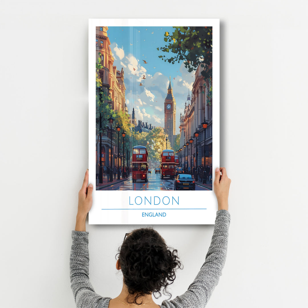 London England-Travel Posters | Glass Wall Art