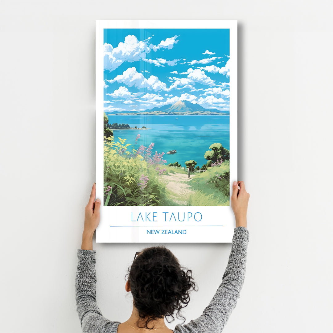 Lake Taupo New Zealand-Travel Posters | Glass Wall Art