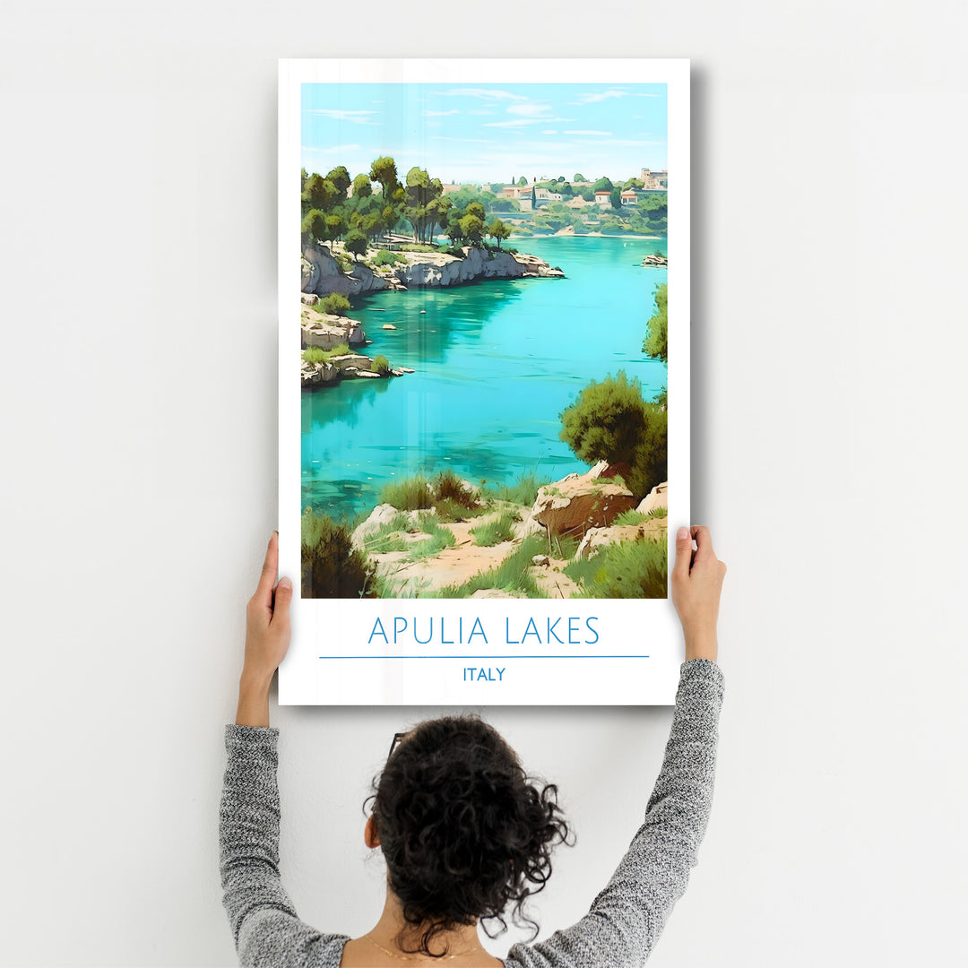 Apulia Lakes Italy-Travel Posters | Glass Wall Art