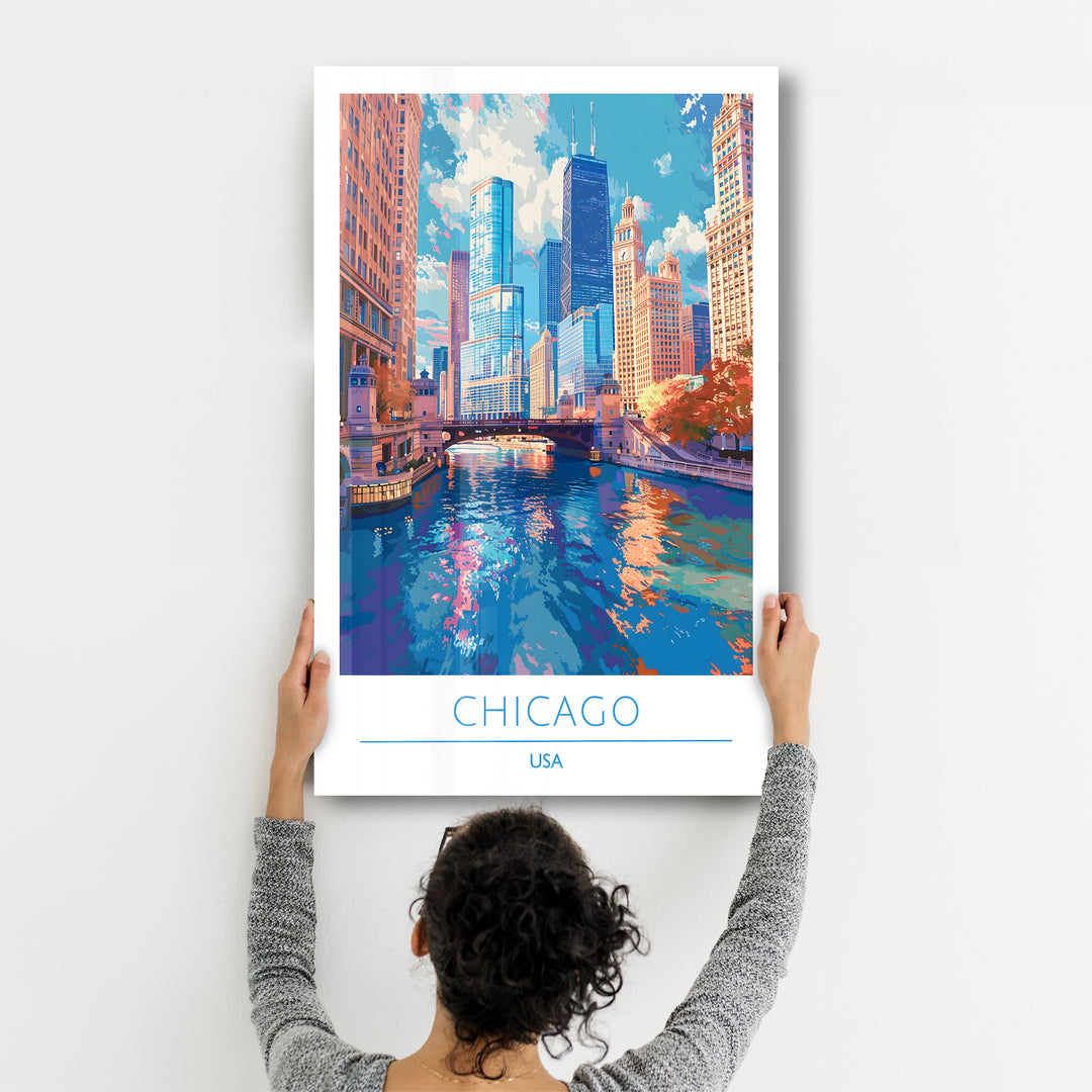 Chicago USA-Travel Posters | Glass Wall Art