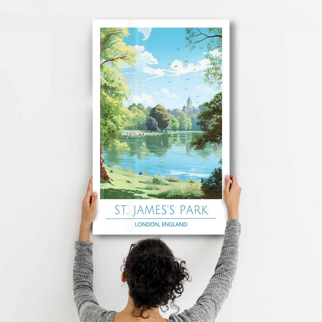 St. James Park- London England-Travel Posters | Glass Wall Art