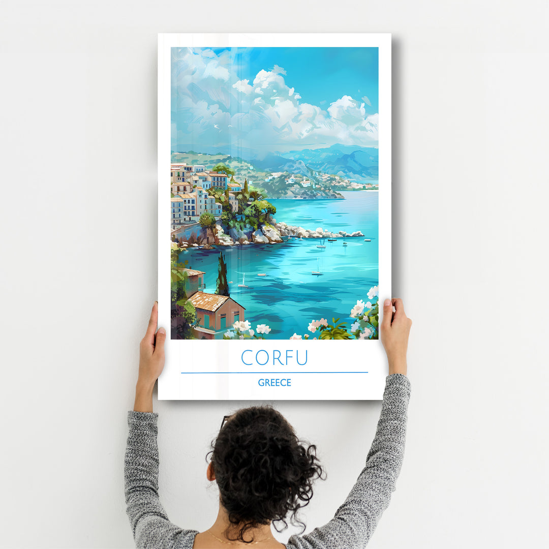 Corfu Greece-Travel Posters | Glass Wall Art