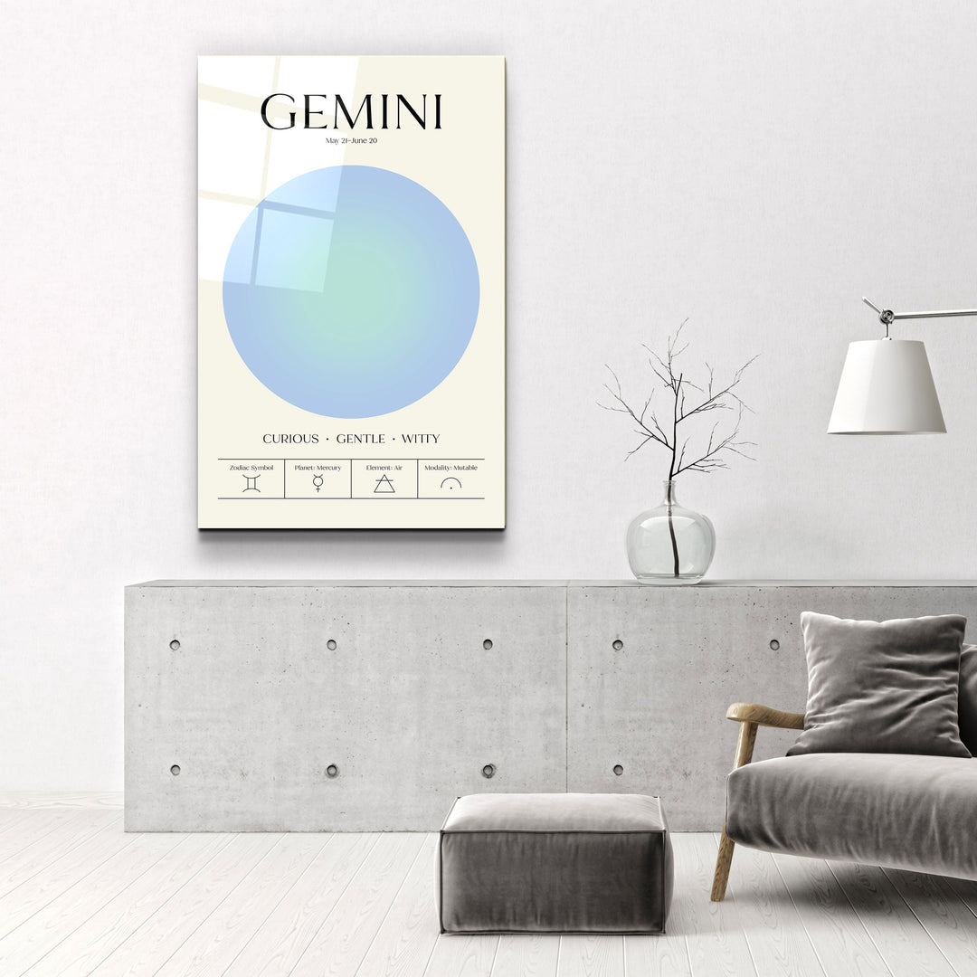 ."Gemini - Aura Collection". Zodiac Glass Wall Art