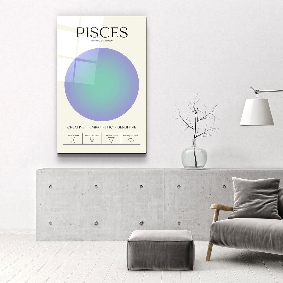 ."Pisces - Aura Collection". Zodiac Glass Wall Art