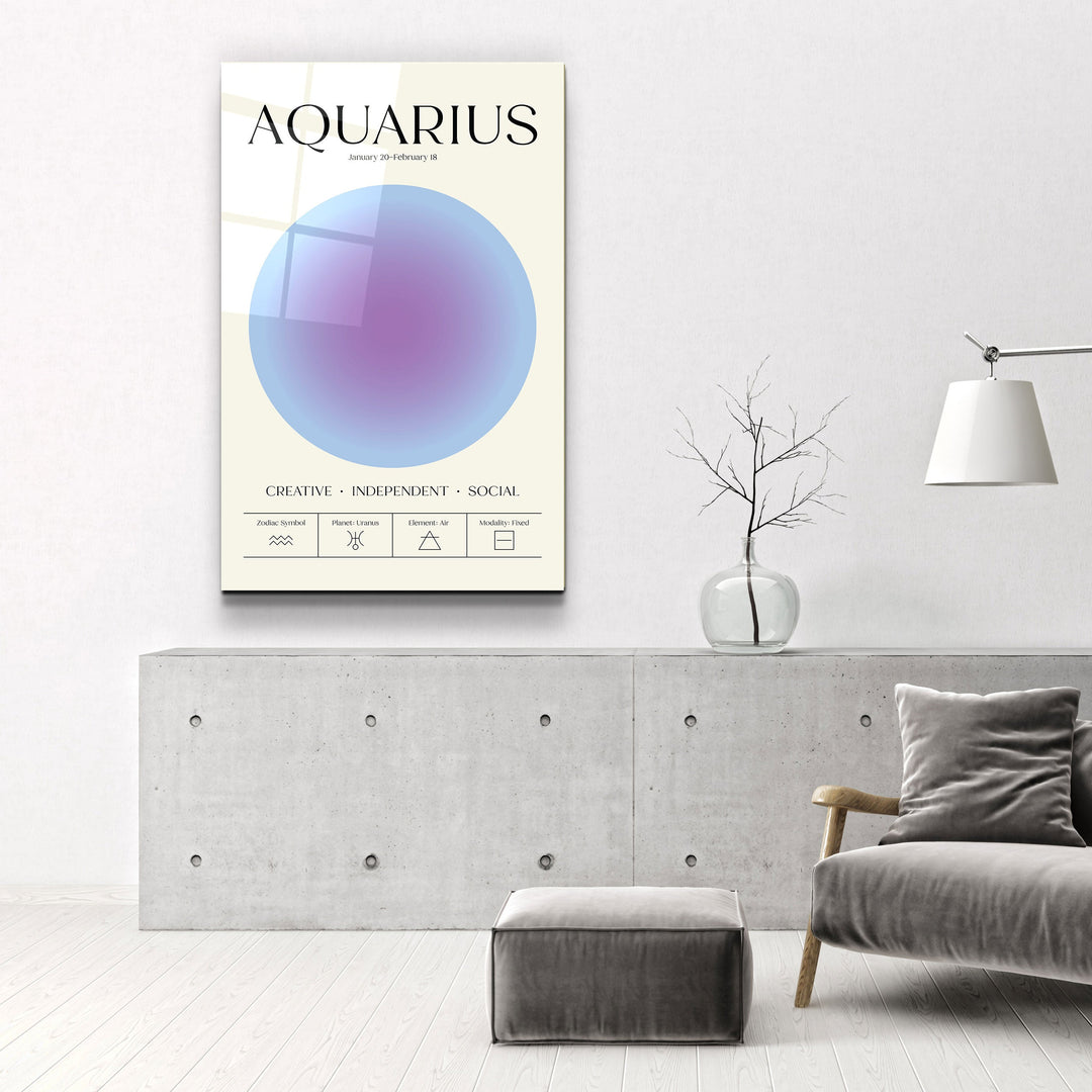 ."Aquarius - Aura Collection". Zodiac Glass Wall Art